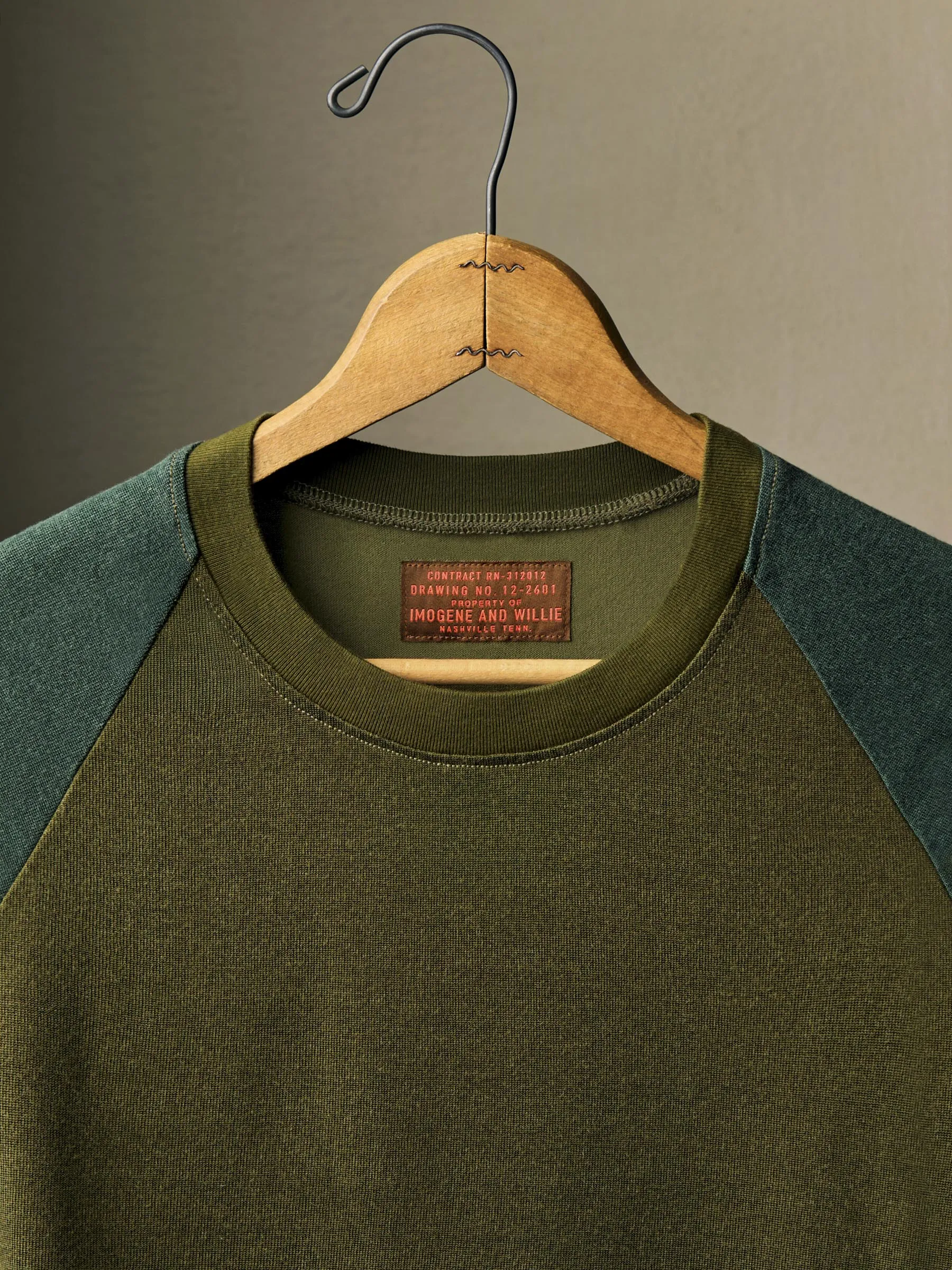 knit raglan crew in olive sold by Imogene + Willie product image thumbnail 2