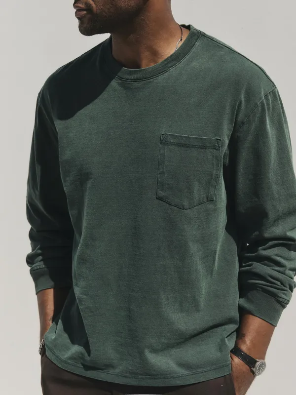 long sleeve pocket tee in faded spruce made by Imogene + Willie
