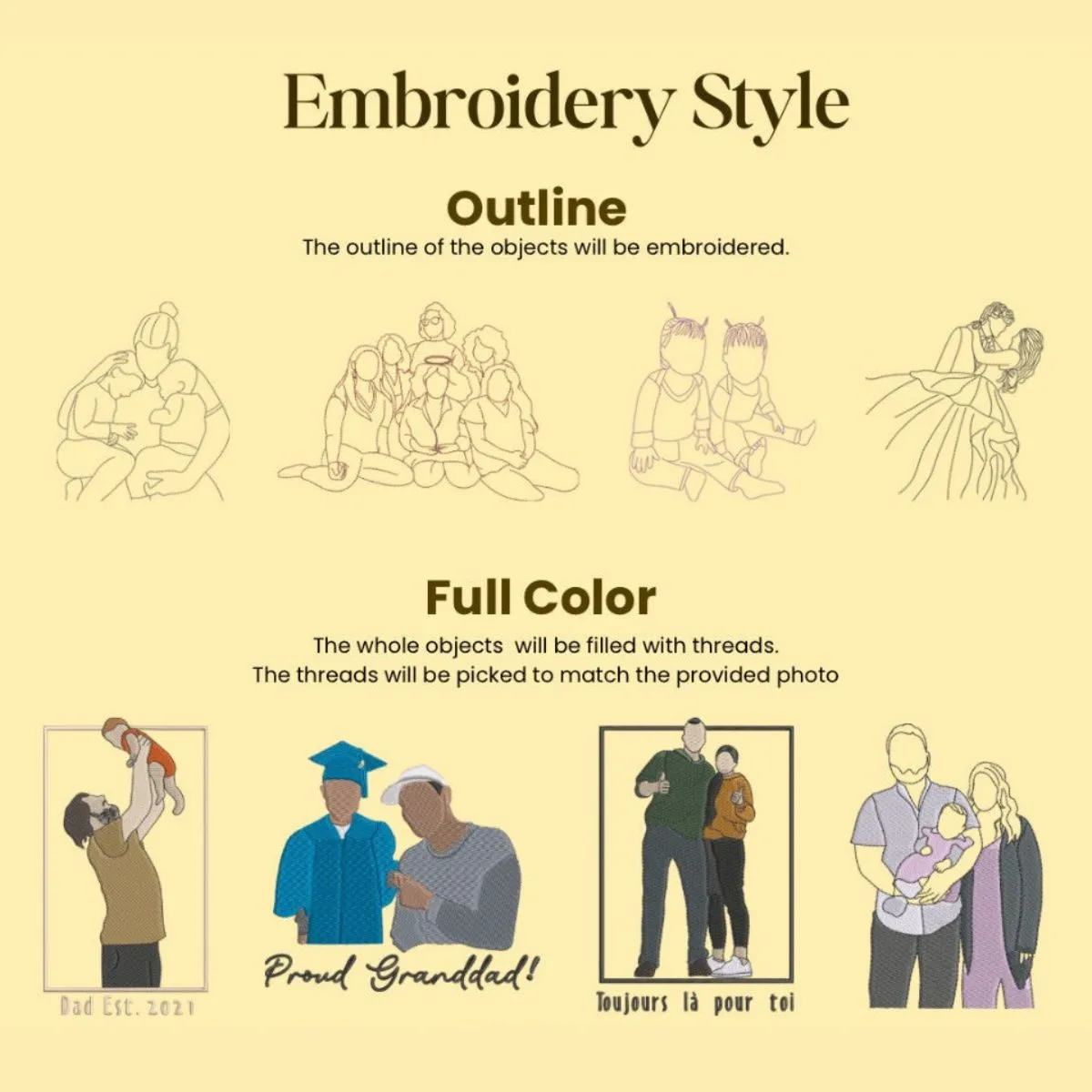 Custom Embroidered Photo Portrait Couple Hoodie or Sweatshirt, Personalized Gift for Him Her sold by Embroly product image thumbnail 5