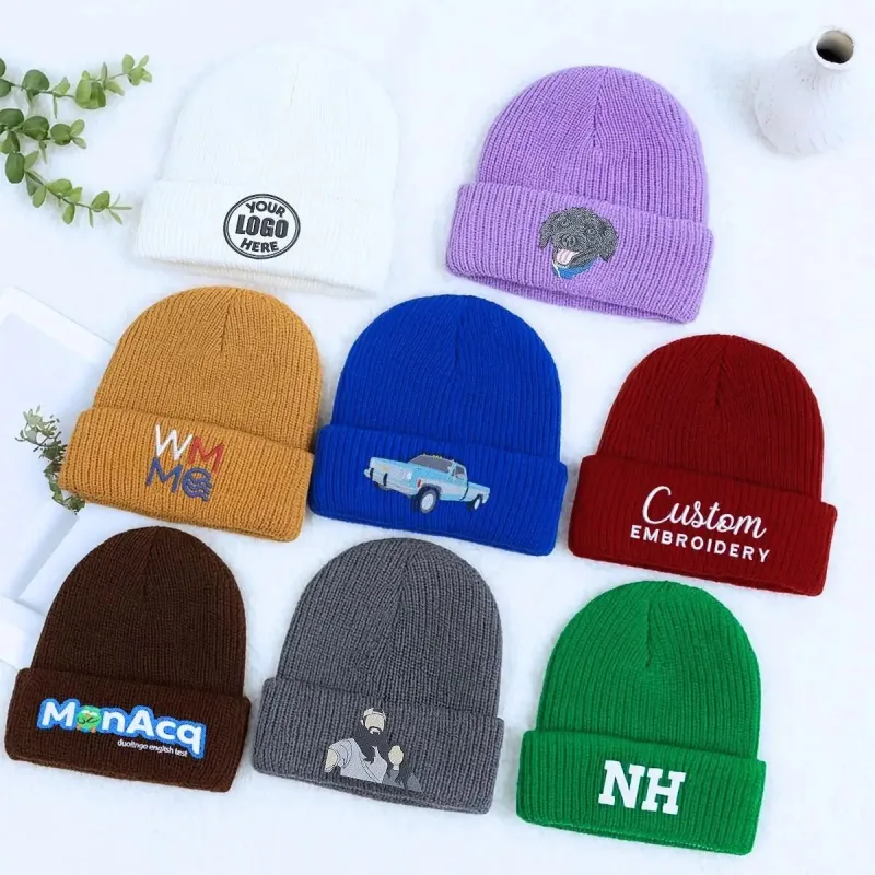 Custom Embroidered Beanie Logo Text Hat, Text Knit Hat, Winter Hat, Womens Beanie made by Embroly
