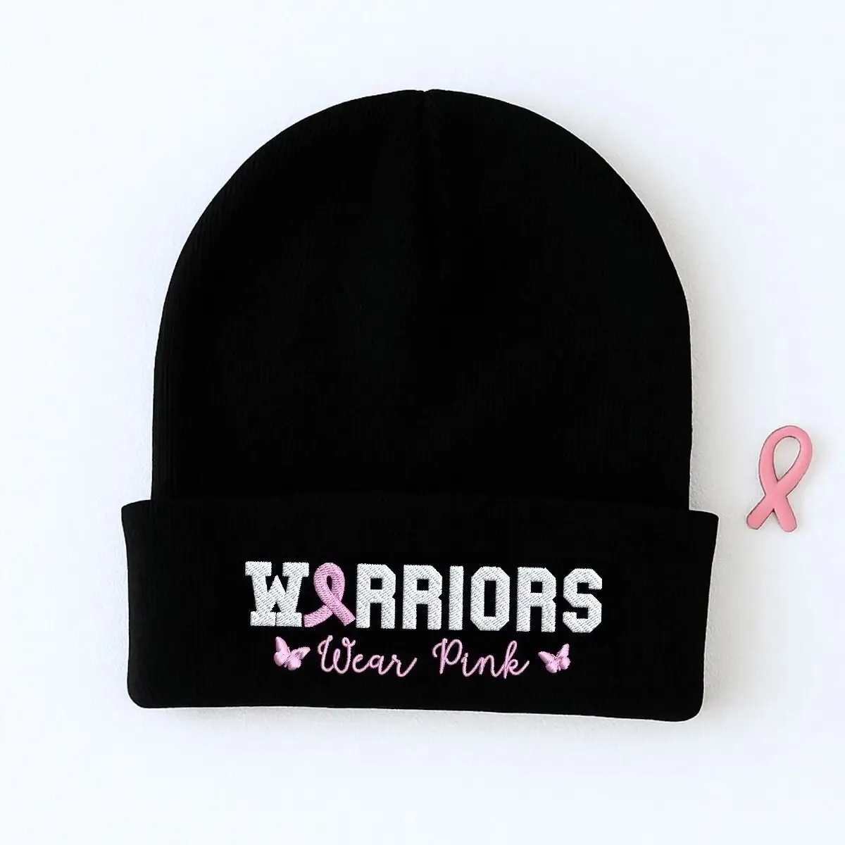 Custom Embroidered Breast Cancer Awareness Beanie, Embroidery Knit Cuffed Cap for Women Breast Cancer Gifts sold by Embroly product image thumbnail 5