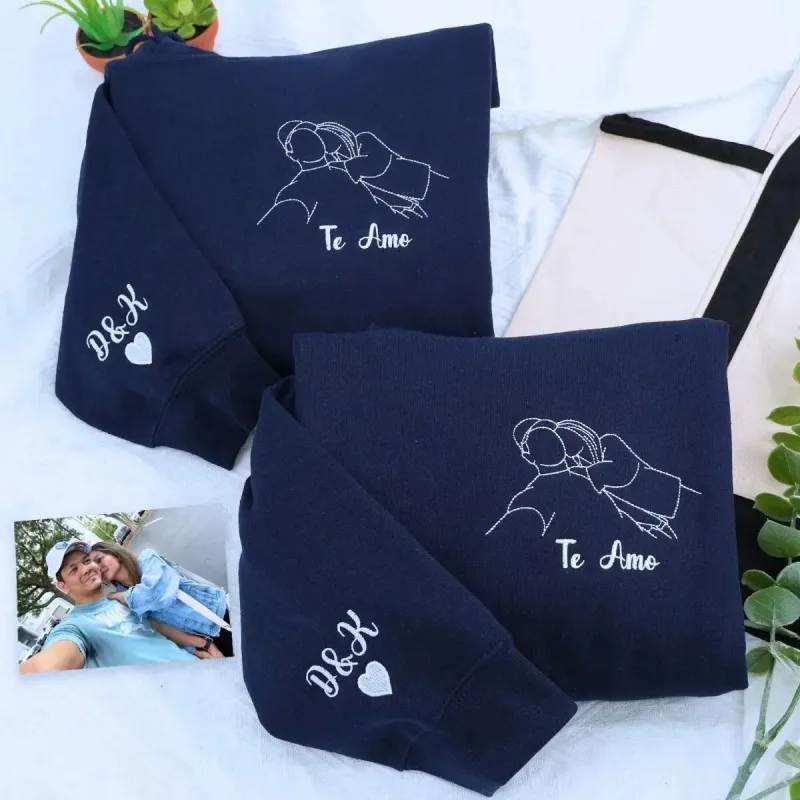 Personalized Birthday Gift for Wife with Photo Portrait Sweatshirt or Hoodie sold by Embroly