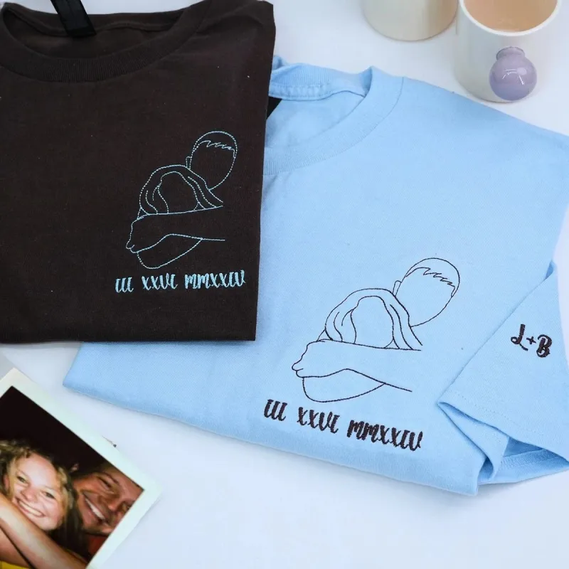 Custom Photo on T-Shirt, Outline Photo Tee Embroidered sold by Embroly