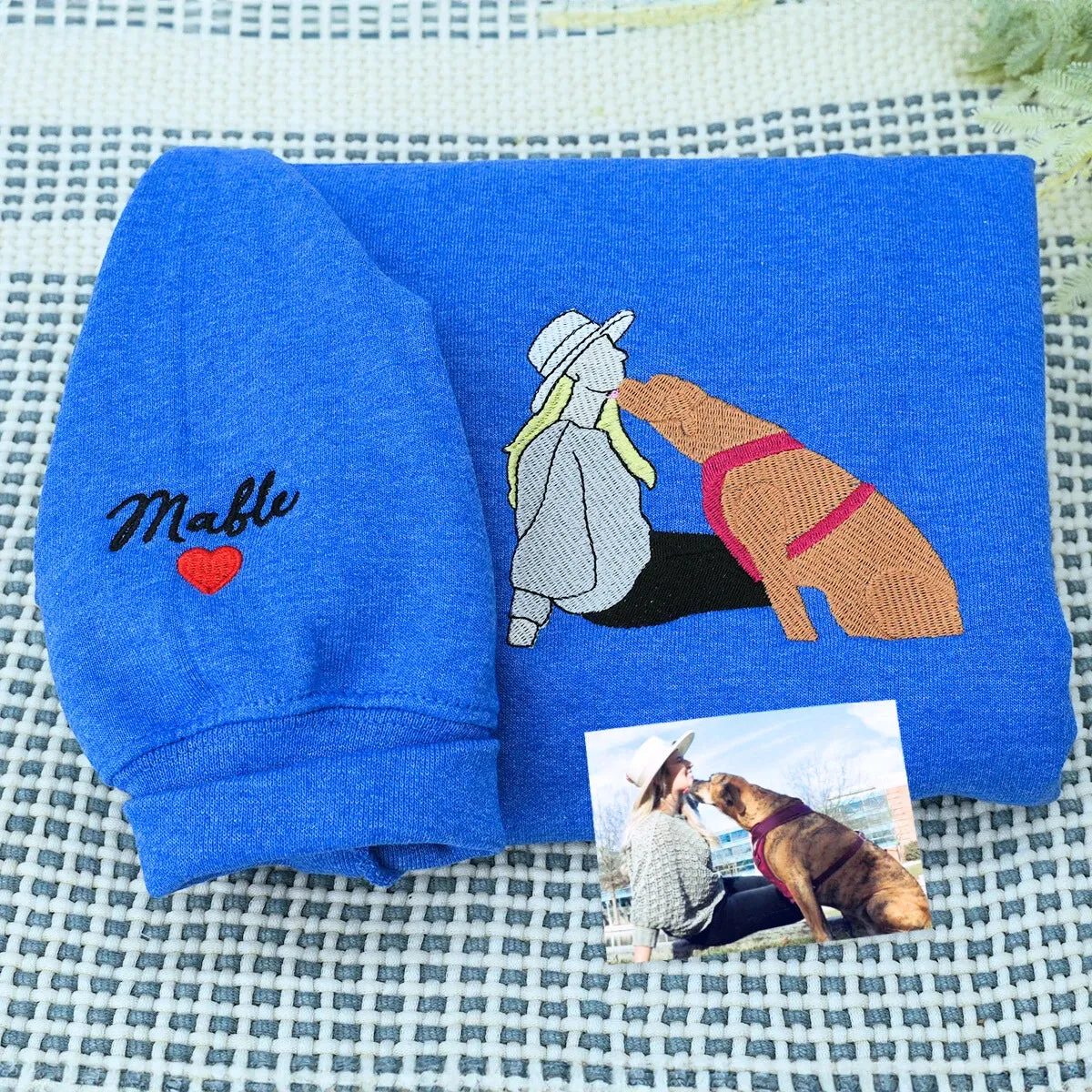 Dog Mom Sweatshirt, Embroidered Gift for Dog Mama from Your Photo or Nick Name sold by Embroly product image thumbnail 4