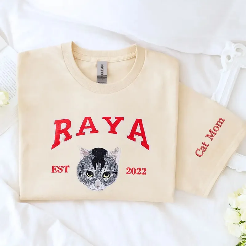 Custom Pet T-Shirt with Pet Face Portrait from You Picture sold by Embroly