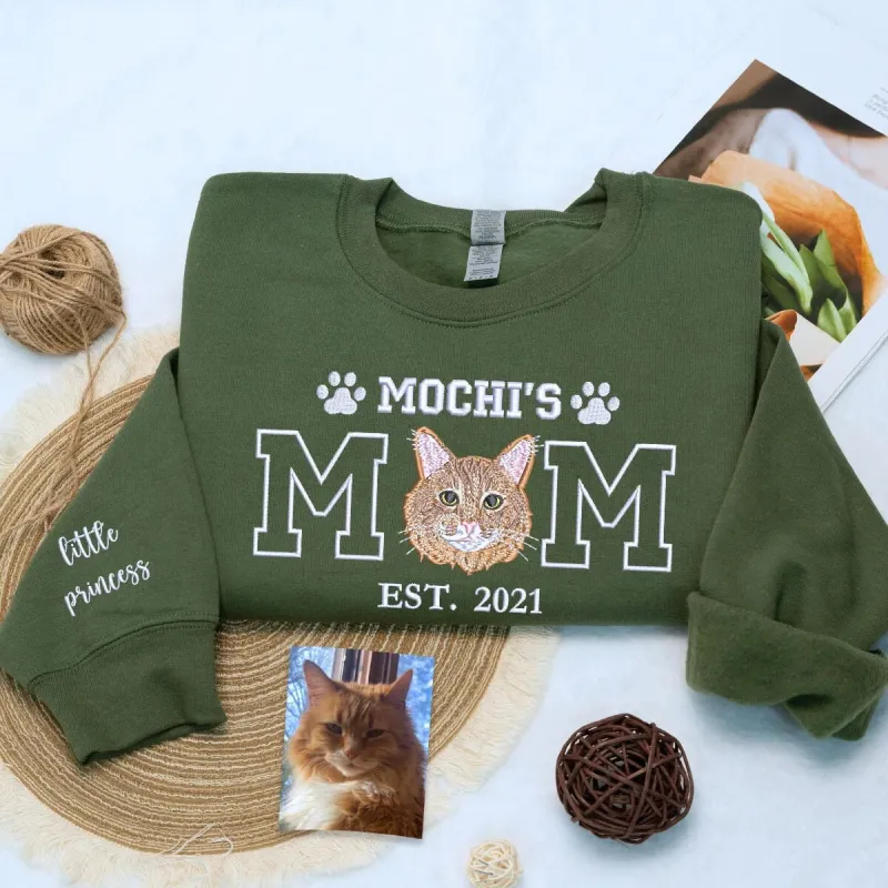 Personalized In My Cat Mom Era Shirt, Sweatshirt or Hoodie, Embroidered Gift for Proud Cat Mom made by Embroly
