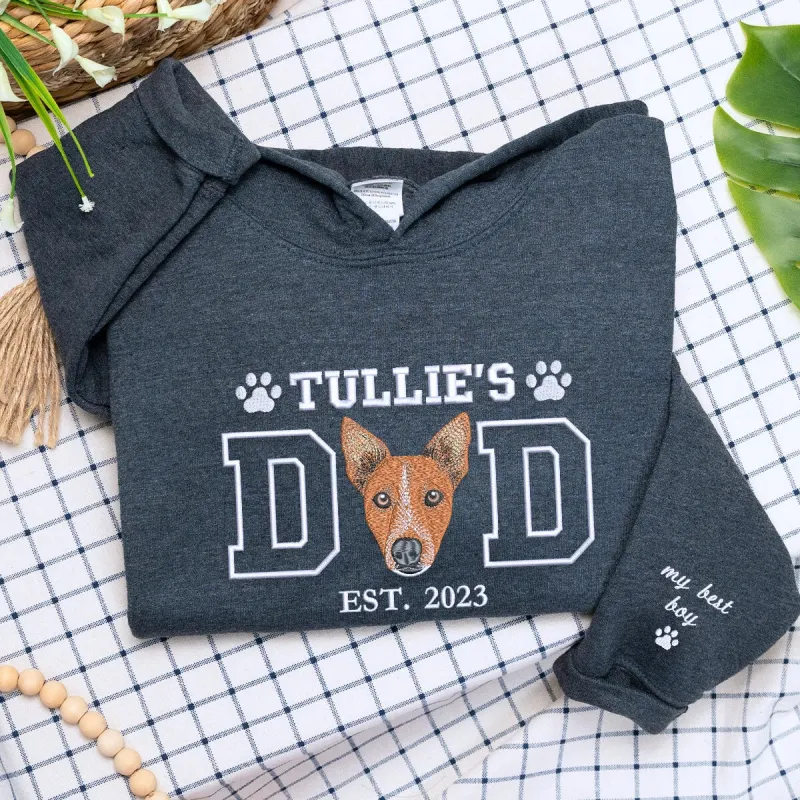 Personalized Best Dog Dad Ever Sweatshirt, Embroidered Gift for Proud Dog Dad made by Embroly