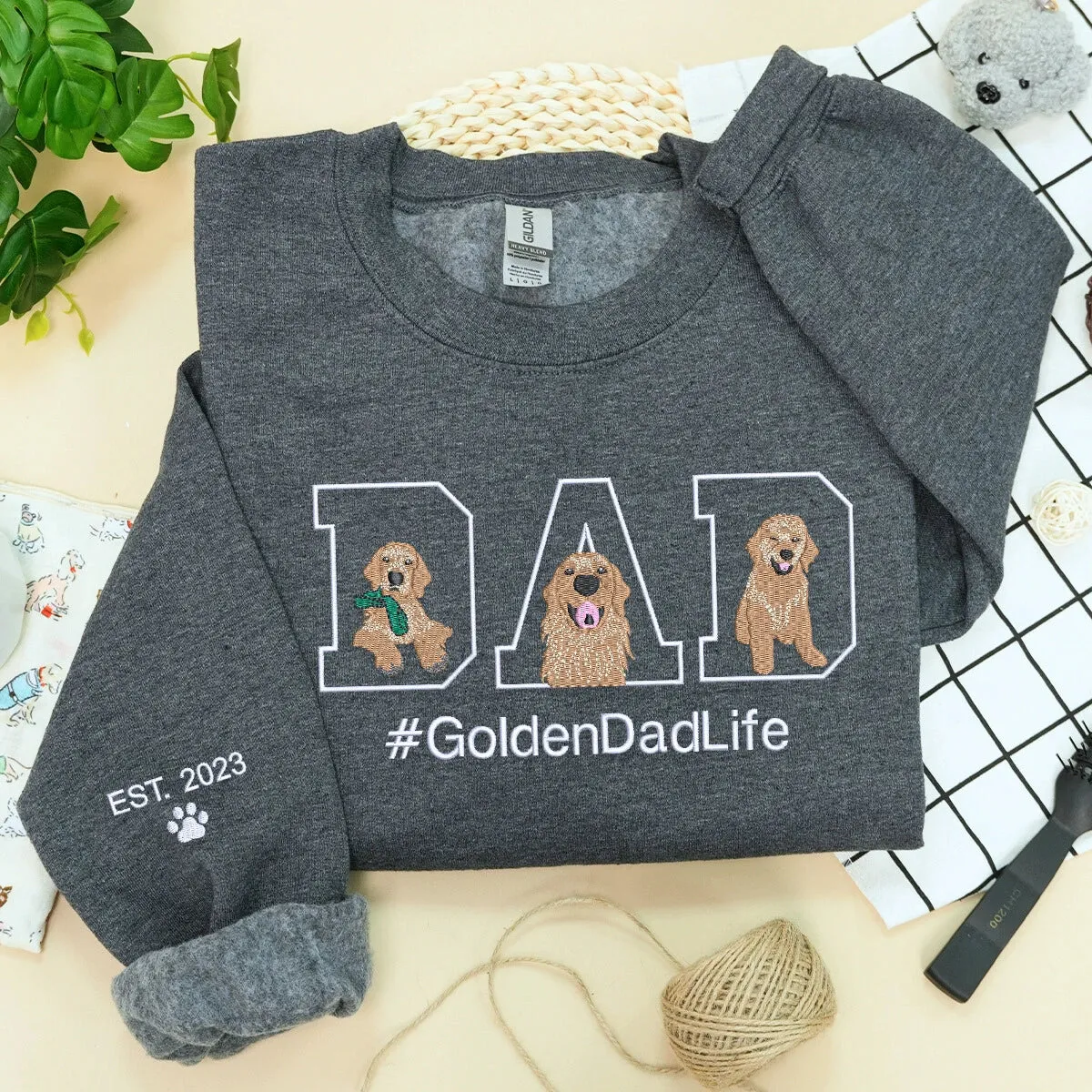 Custom Dog Life Shirt, Sweatshirt or Hoodie with Your Pet's Portrait Photo, Unique Embroidered Gift for Dog Mom Dog Dad sold by Embroly product image thumbnail 3