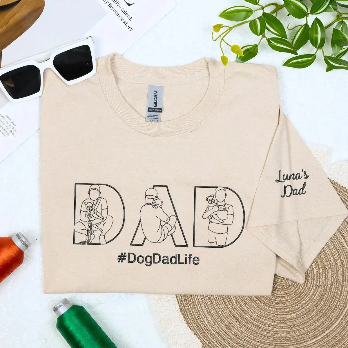 Custom Dog Dad Life Photo Shirt, Personalized Embroidered Gift for Dog Dad sold by Embroly product image thumbnail 3