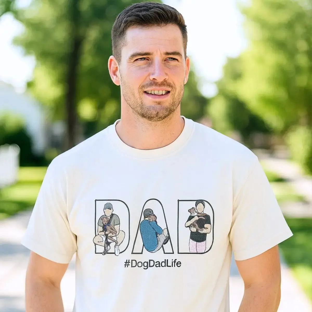 Custom Dog Dad Life Photo Shirt, Personalized Embroidered Gift for Dog Dad sold by Embroly product image thumbnail 2