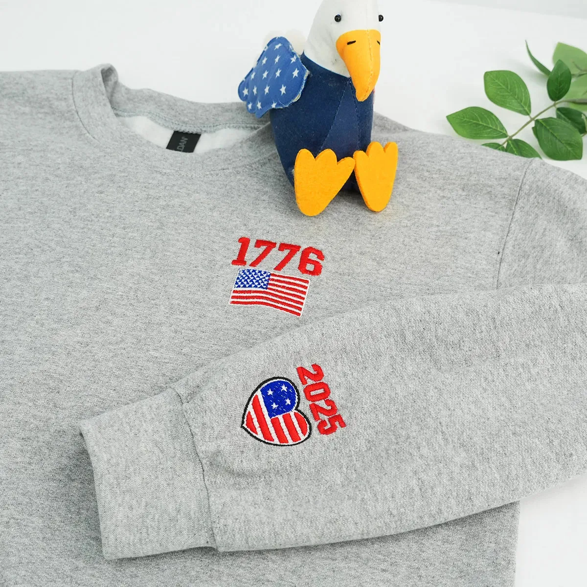 Embroidered 1776 American Flag Sweatshirt or Hoodie – 4th of July Patriotic Apparel sold by Embroly product image thumbnail 3