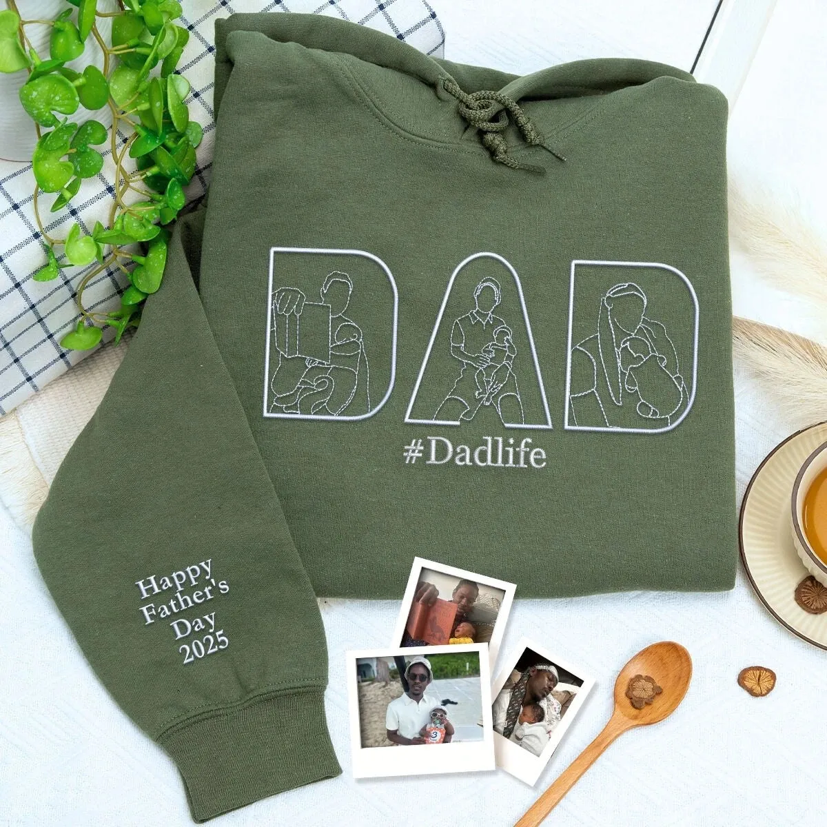 #Dadlife Custom Comic Photo Shirt, Sweatshirt or Hoodie, Embroidered Father’s Day Gift for Dad sold by Embroly product image thumbnail 2