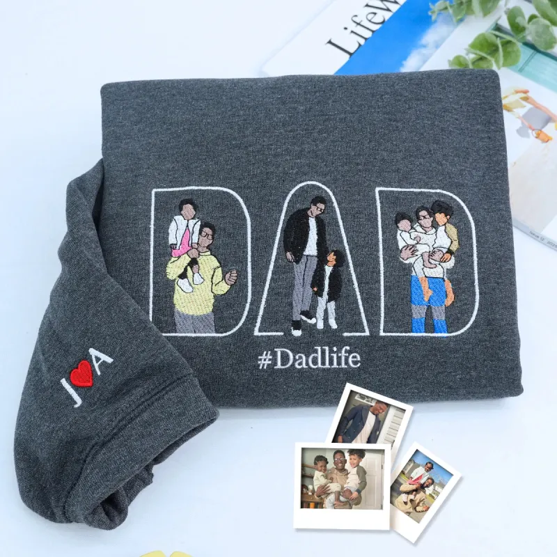 #Dadlife Custom Comic Photo Shirt, Sweatshirt or Hoodie, Embroidered Father’s Day Gift for Dad sold by Embroly