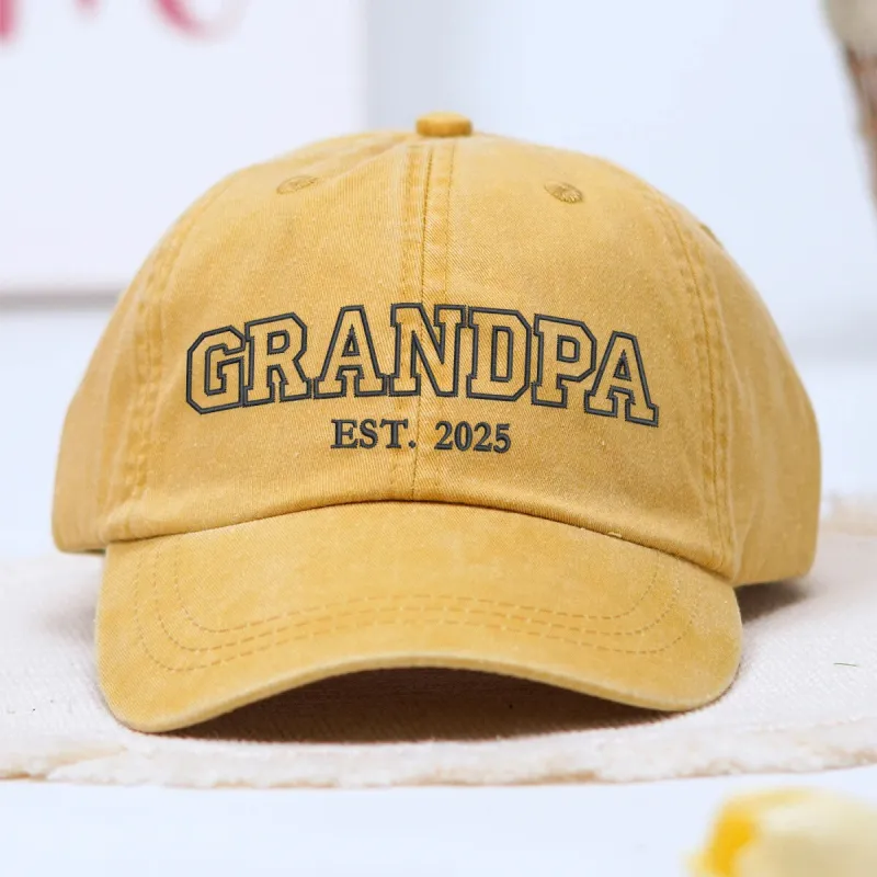 Custom Grandpa EST Hat, Personalized Embroidered Gift for Grandpa Dad Father's Day made by Embroly