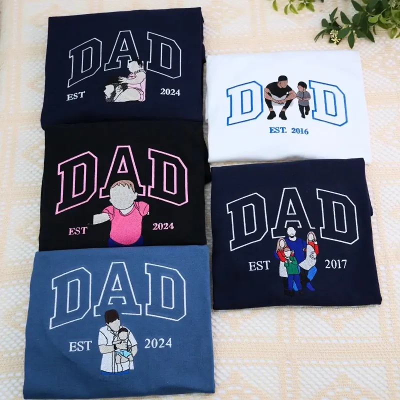 Father’s Day Custom Photo & Nickname Embroidered Hoodie or Sweatshirt – Personalized Gift for Parents and Grandparents sold by Embroly
