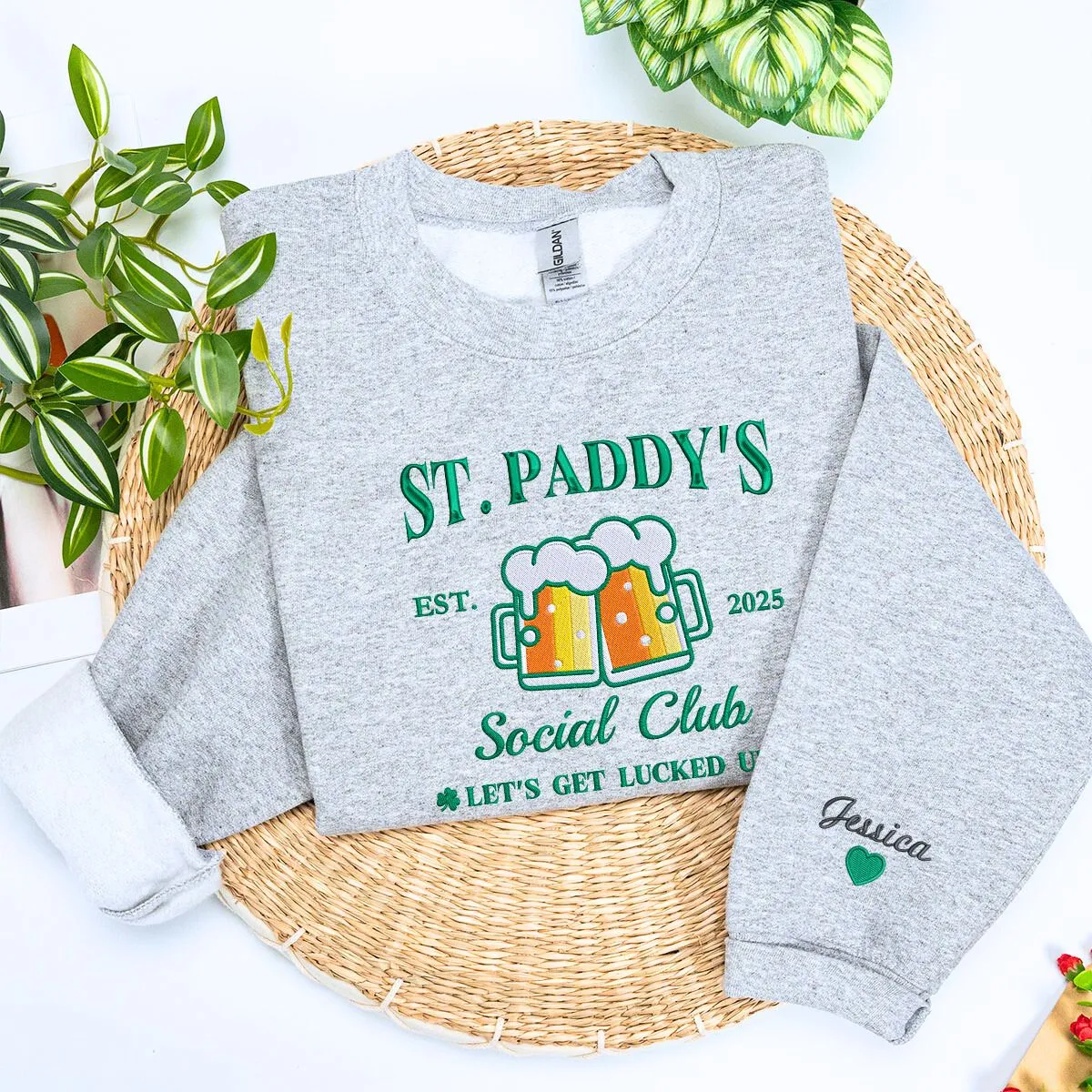 Beer Lover Drinking Team Sweatshirt or Hoodie, Custom Embroidered Gift for Saint Patrick's Day sold by Embroly product image thumbnail 4