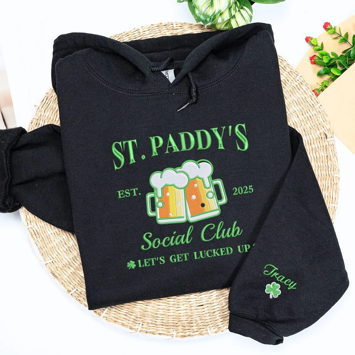 Beer Lover Drinking Team Sweatshirt or Hoodie, Custom Embroidered Gift for Saint Patrick's Day sold by Embroly product image thumbnail 5
