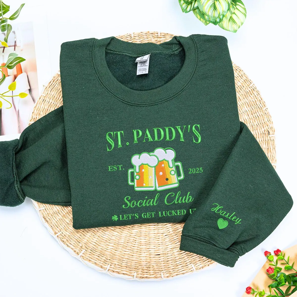 Beer Lover Drinking Team Sweatshirt or Hoodie, Custom Embroidered Gift for Saint Patrick's Day sold by Embroly product image thumbnail 3