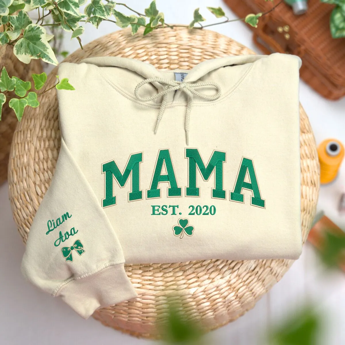 Mama St Patrick's Day Sweatshirt or Hoodie, Custom Embroidered Gift for Lucky Mama sold by Embroly product image thumbnail 4