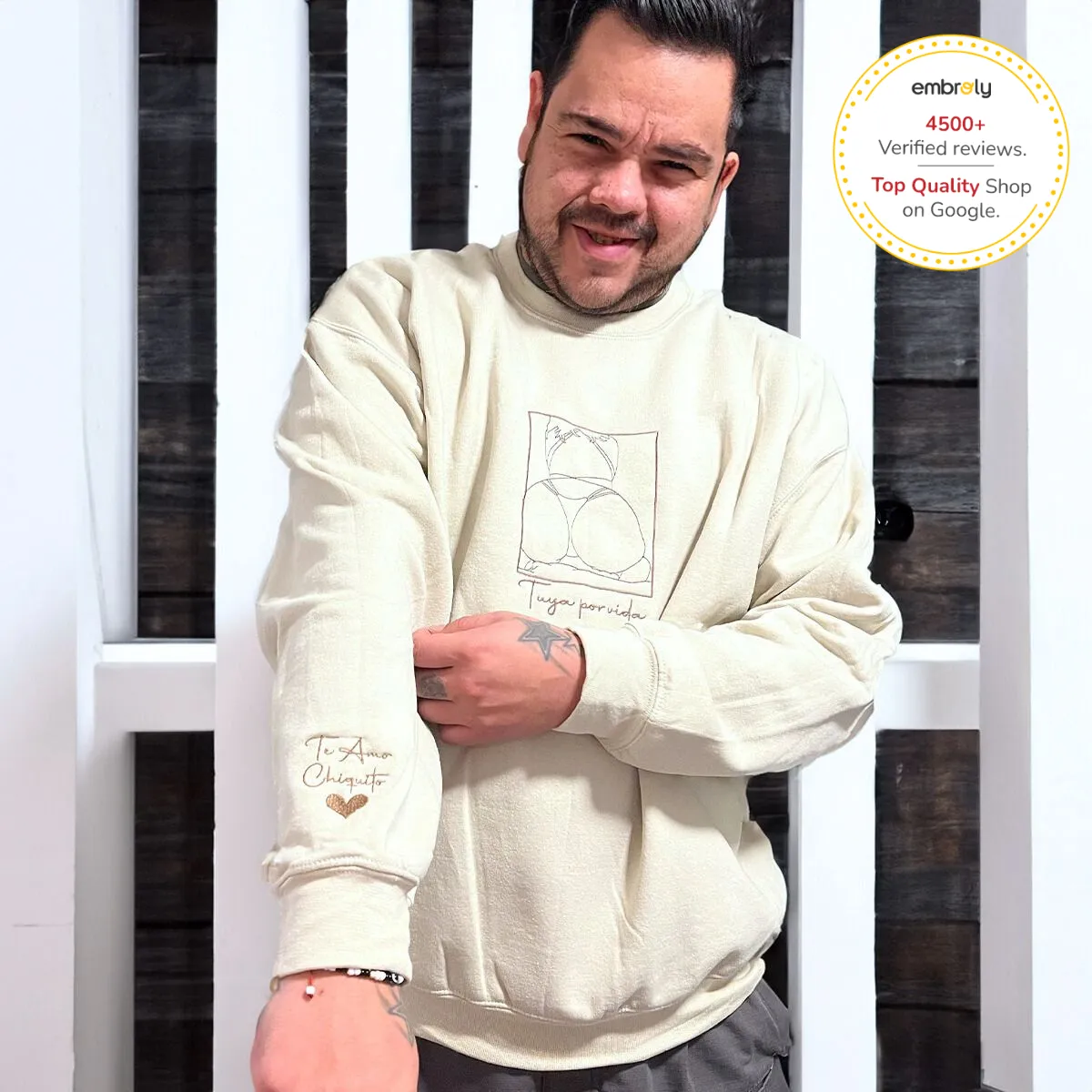Spicy Sweatshirt or Hoodie from Portrait Photo, Custom Embroidered Valentine Gift For Him sold by Embroly product image thumbnail 2
