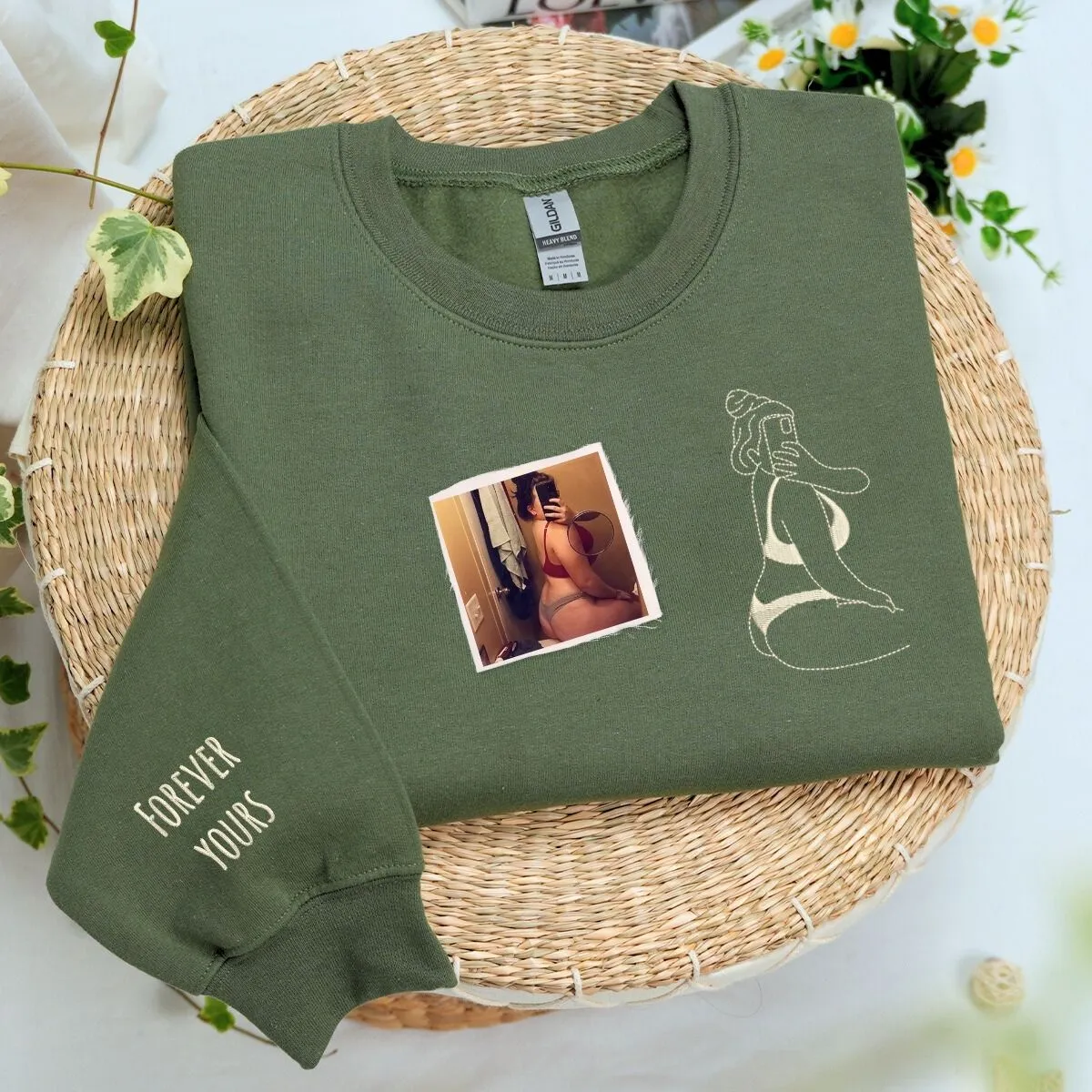 Spicy Sweatshirt or Hoodie from Portrait Photo, Custom Embroidered Valentine Gift For Him sold by Embroly
