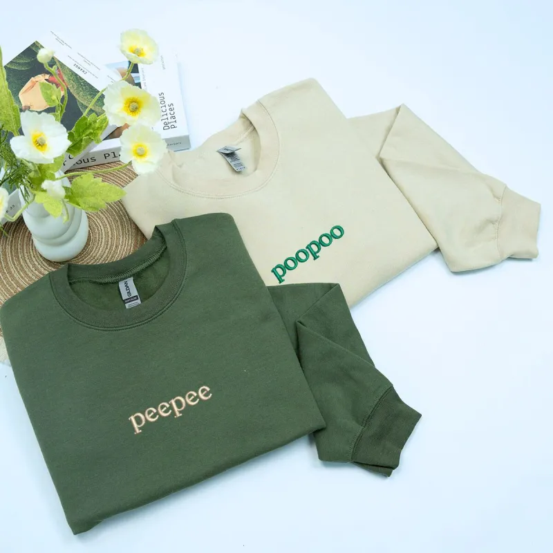 Pee Pee Poo Poo Matching Hoodies or Sweatshirts, Custom Embroidered Gift for Couples on Valentine's Day sold by Embroly