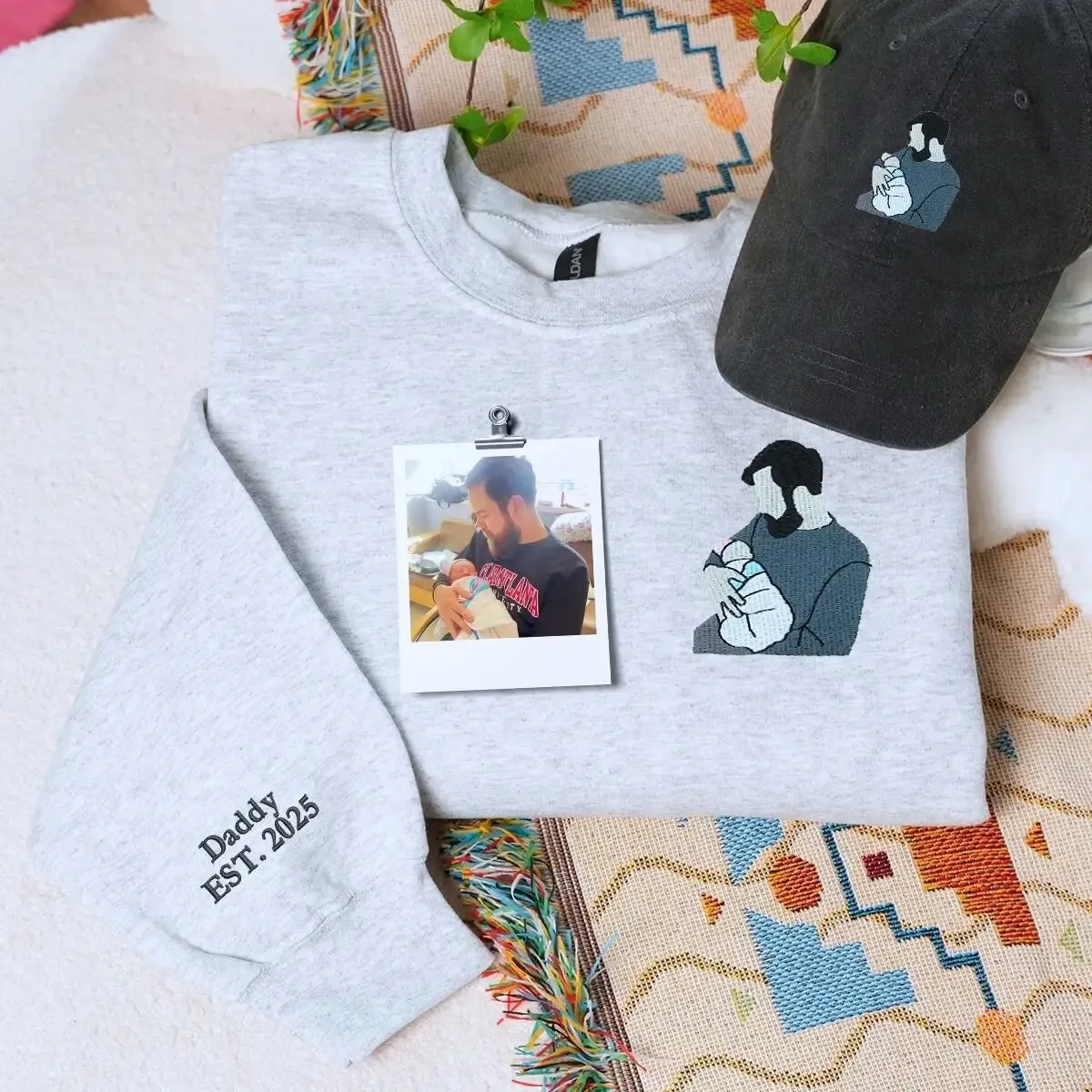 Proud Dad Essentials: Personalized Sweatshirt & Hat Gift Set sold by Embroly