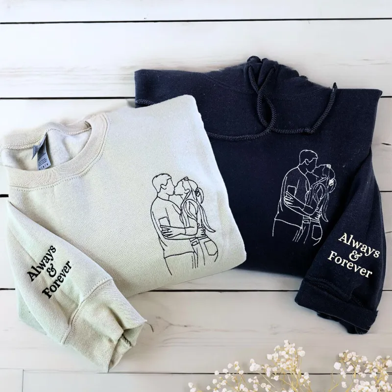 Perfect Duo: His & Hers Crewneck Sweatshirt & Hoodie Set sold by Embroly