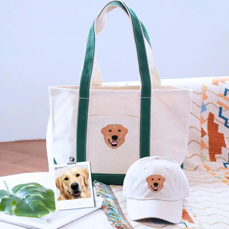 Pet Parent Combo: Embroidered Hat & Tote Bag for Dog Enthusiasts sold by Embroly