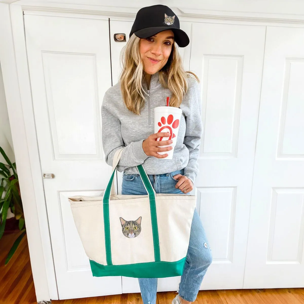Purr-fect Pair: Hat & Tote Bag for Cat Enthusiasts sold by Embroly product image thumbnail 3