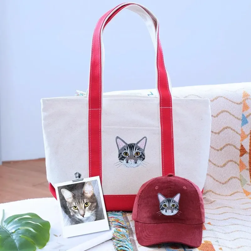 Purr-fect Pair: Hat & Tote Bag for Cat Enthusiasts made by Embroly