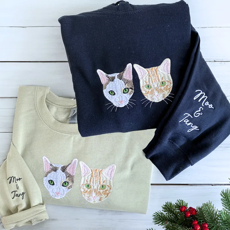 Cat Lover’s Favorite: Crewneck Sweatshirt & Hoodie Combo made by Embroly
