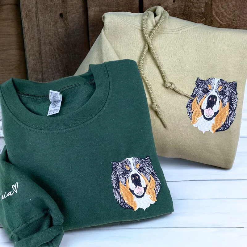 Dog Lover Twin Pack: Embroidered Crewneck Sweatshirt & Hoodie sold by Embroly