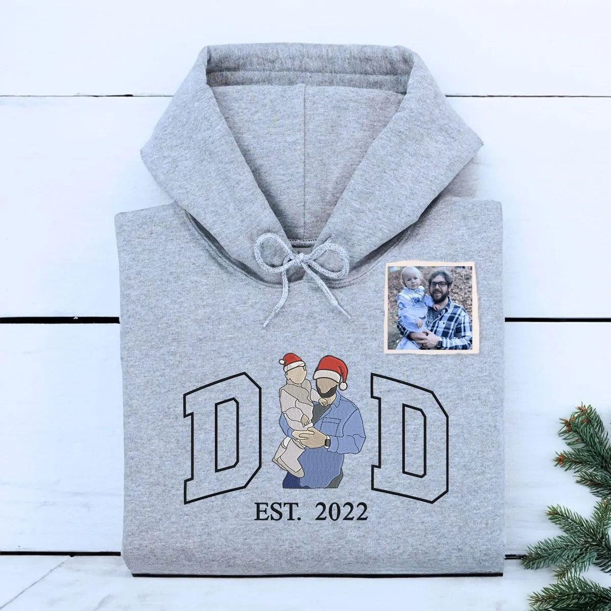 Personalized Mom Dad Christmas Sweatshirt / Hoodie with Embroidered Photo, Unique Gift for Mom and Dad sold by Embroly product image thumbnail 5
