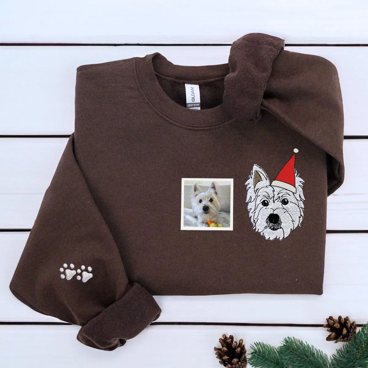 Personalized Dog Christmas Sweatshirt / Hoodie with Embroidered Photo, Unique Dog Lover Gift sold by Embroly product image thumbnail 4