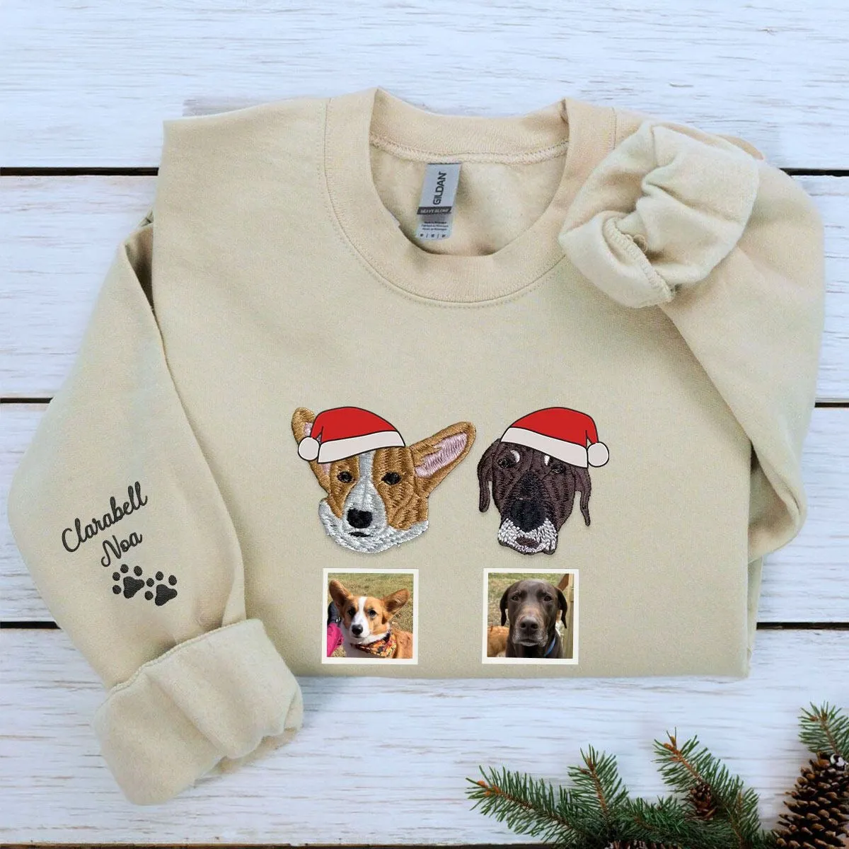 Personalized Dog Christmas Sweatshirt / Hoodie with Embroidered Photo, Unique Dog Lover Gift sold by Embroly product image thumbnail 2