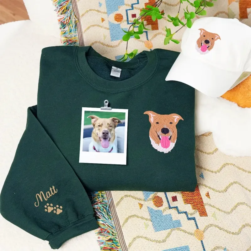 Dog Lover Twin Pack: Embroidered Sweatshirt & Hat sold by Embroly