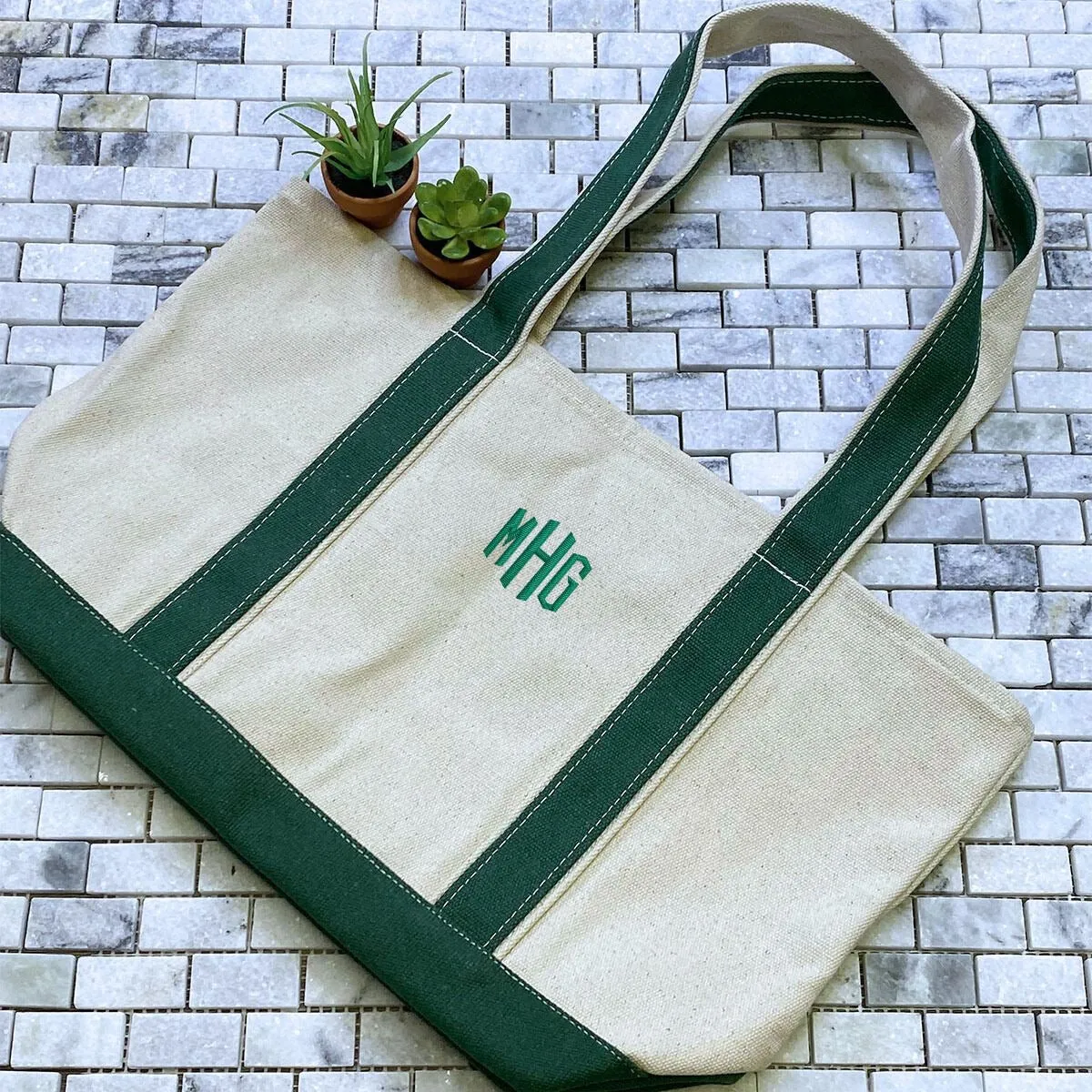 Custom Embroidered Monogram Tote Bag, Monogrammed Gift, Personalized Monogram sold by Embroly