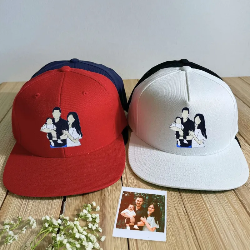 Custom Embroidered Family Portrait Hat from Photo made by Embroly