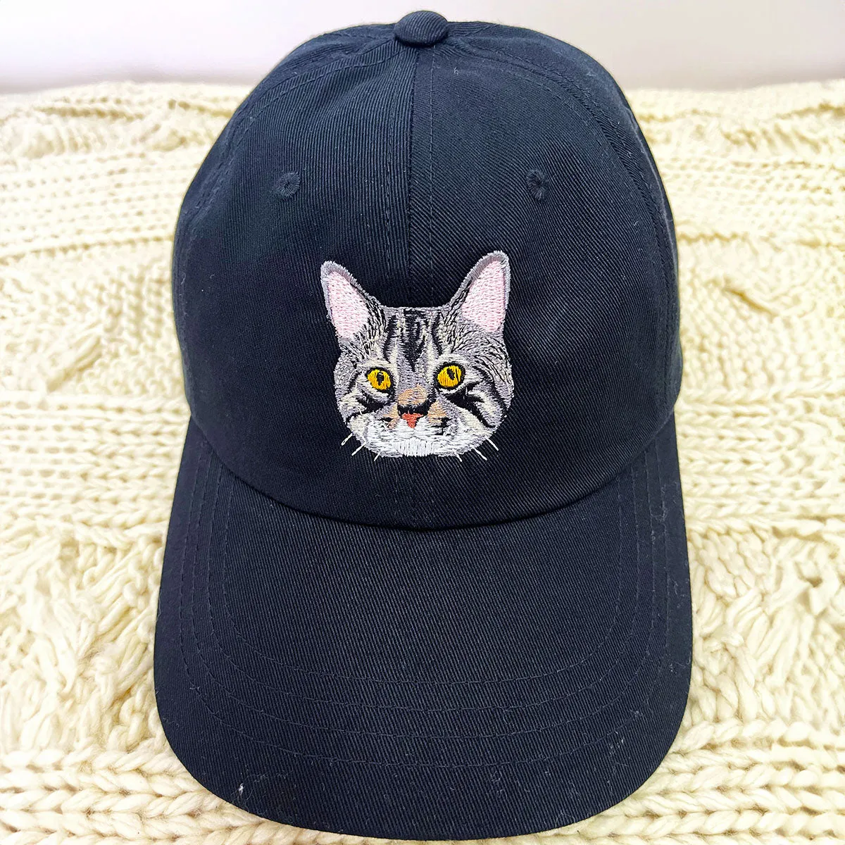 Custom Embroidered Cat Hat with Same Design sold by Embroly