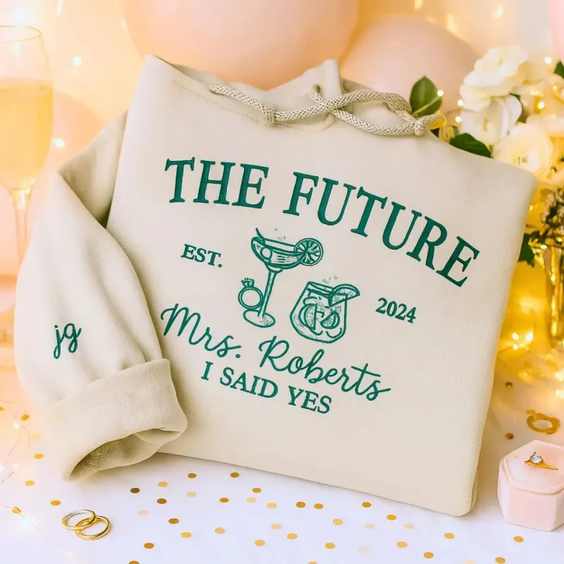 Custom Future Mrs Embroidered Sweatshirt or Hoodie sold by Embroly