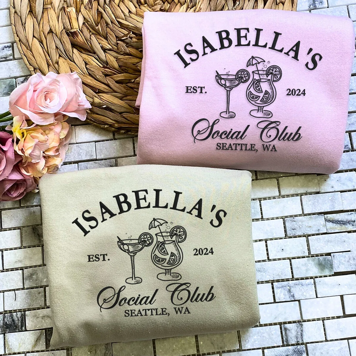 Custom Embroidered Bridal Party Luxury Bachelorette Sweatshirt or Hoodie sold by Embroly product image thumbnail 2