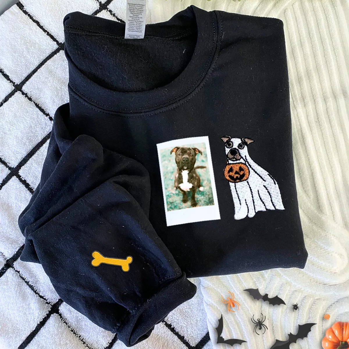 Custom Dog Embroidered Halloween Ghost Dog Sweatshirt or Hoodie sold by Embroly product image thumbnail 4