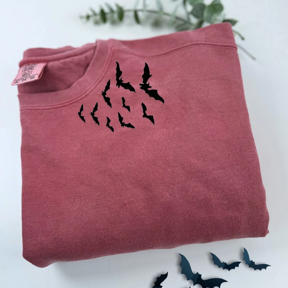 Comfort Color® Embroidered Bats on Neckline Halloween T-Shirt or Sweatshirt sold by Embroly product image thumbnail 5