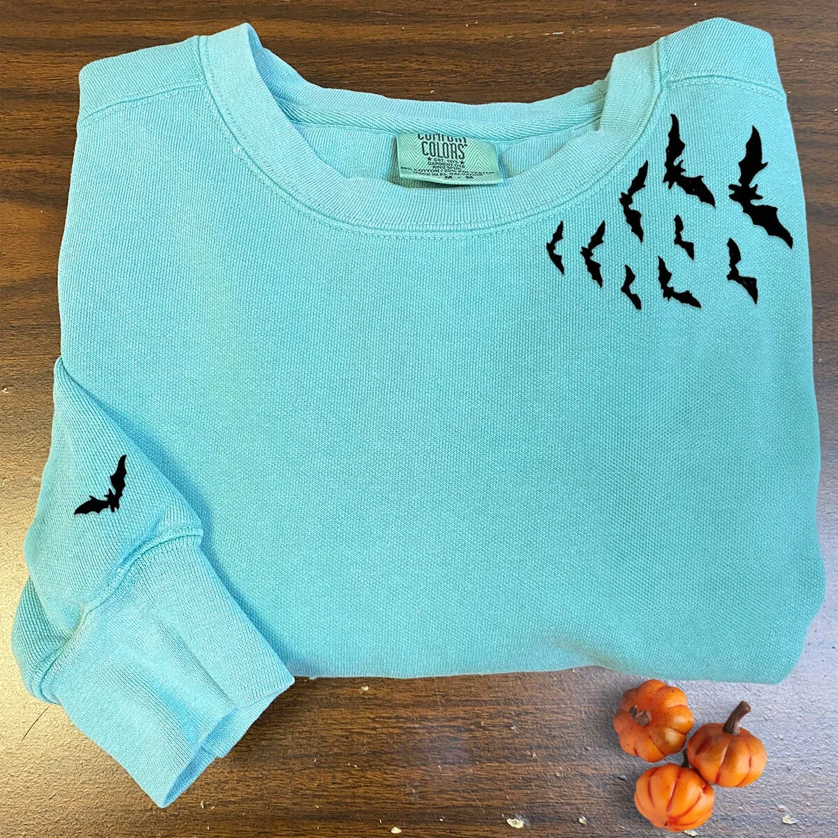 Comfort Color® Embroidered Bats on Neckline Halloween T-Shirt or Sweatshirt sold by Embroly product image thumbnail 4