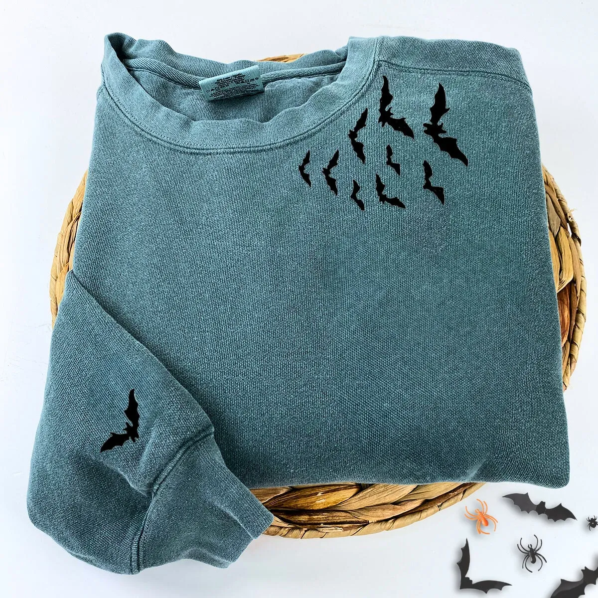 Comfort Color® Embroidered Bats on Neckline Halloween T-Shirt or Sweatshirt sold by Embroly product image thumbnail 3