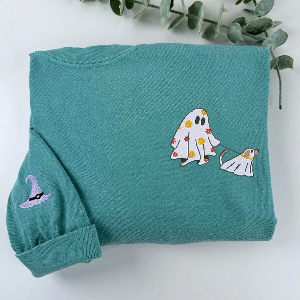 Comfort Colors® Сute Ghost Walking Dog Shirt or Sweatshirt sold by Embroly product image thumbnail 3