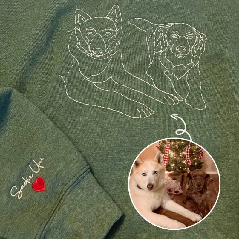 Husky Sweatshirt or Hoodie, Custom Embroidered Gift from Photo Name made by Embroly