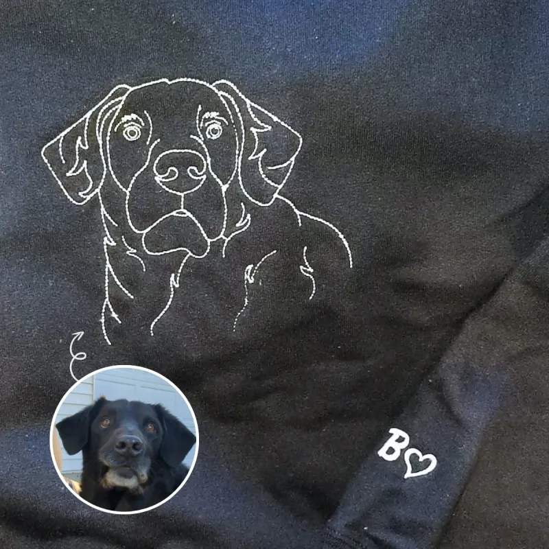 Labrador Sweatshirt or Hoodie, Custom Embroidered Gift from Photo Name made by Embroly