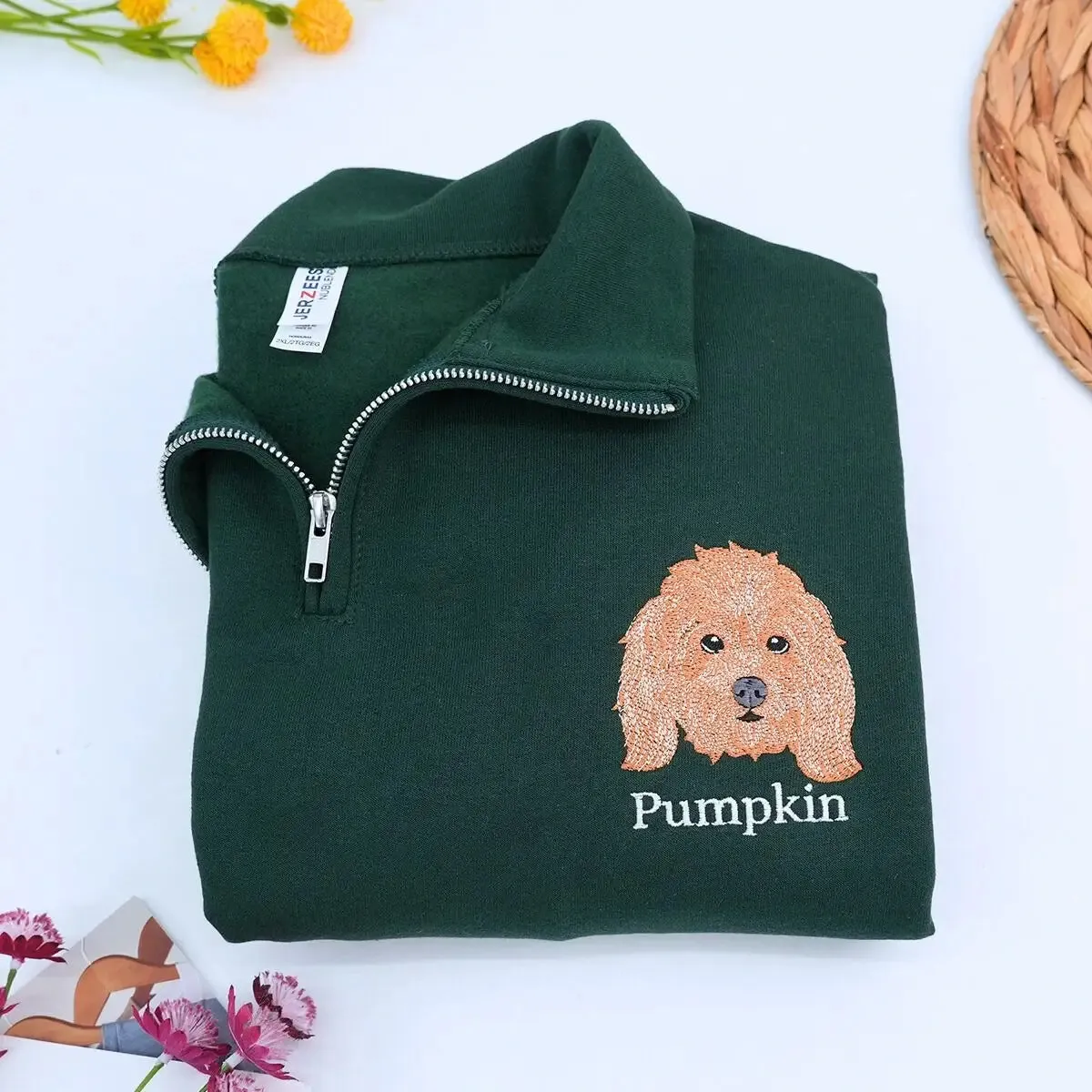 Custom Embroidered Logo Text Zip Up Hoodie sold by Embroly product image thumbnail 5